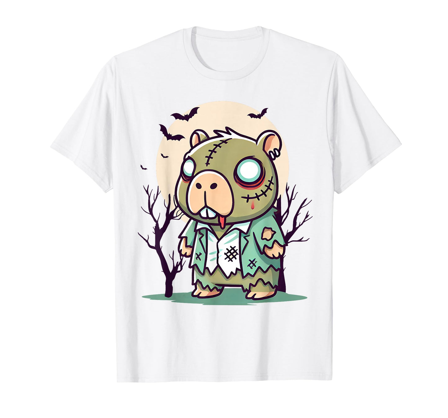Creepy Zombie Capybara Cartoon Halloween T-Shirt