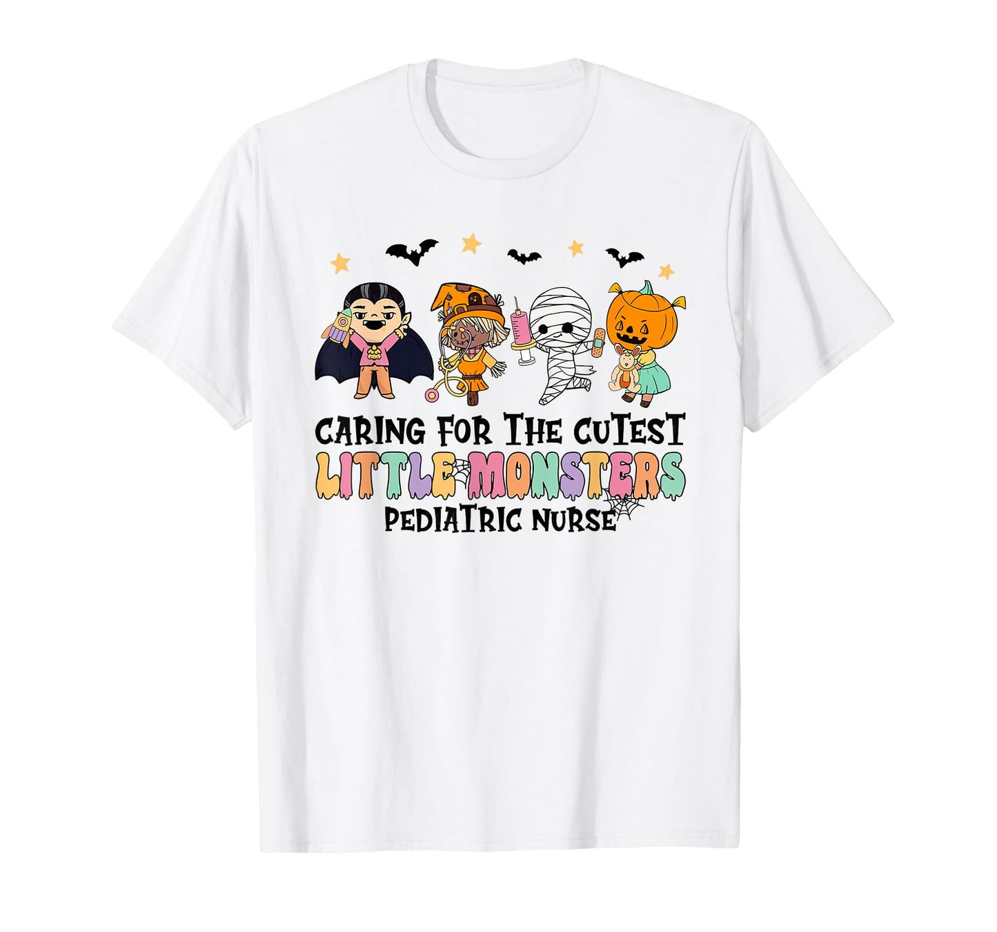 Caring For The Little Monsters Pediatric Nurse Halloween T-Shirt