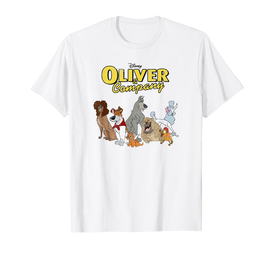 Disney Oliver & Company Group Shot Dog Gang Logo T-Shirt