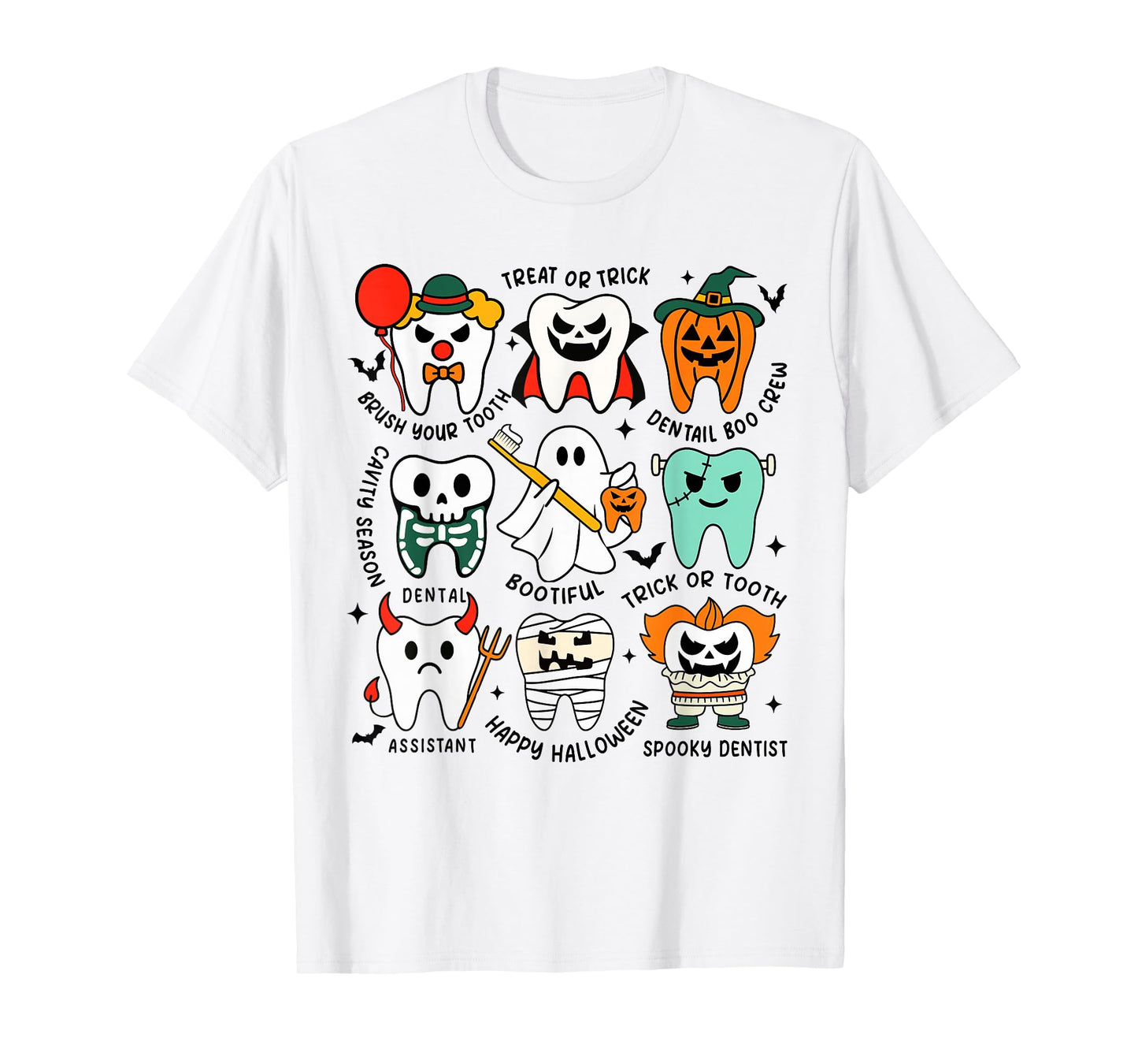 Funny Cute Dental Hygiene Monsters Teeth Squad Halloween T-Shirt