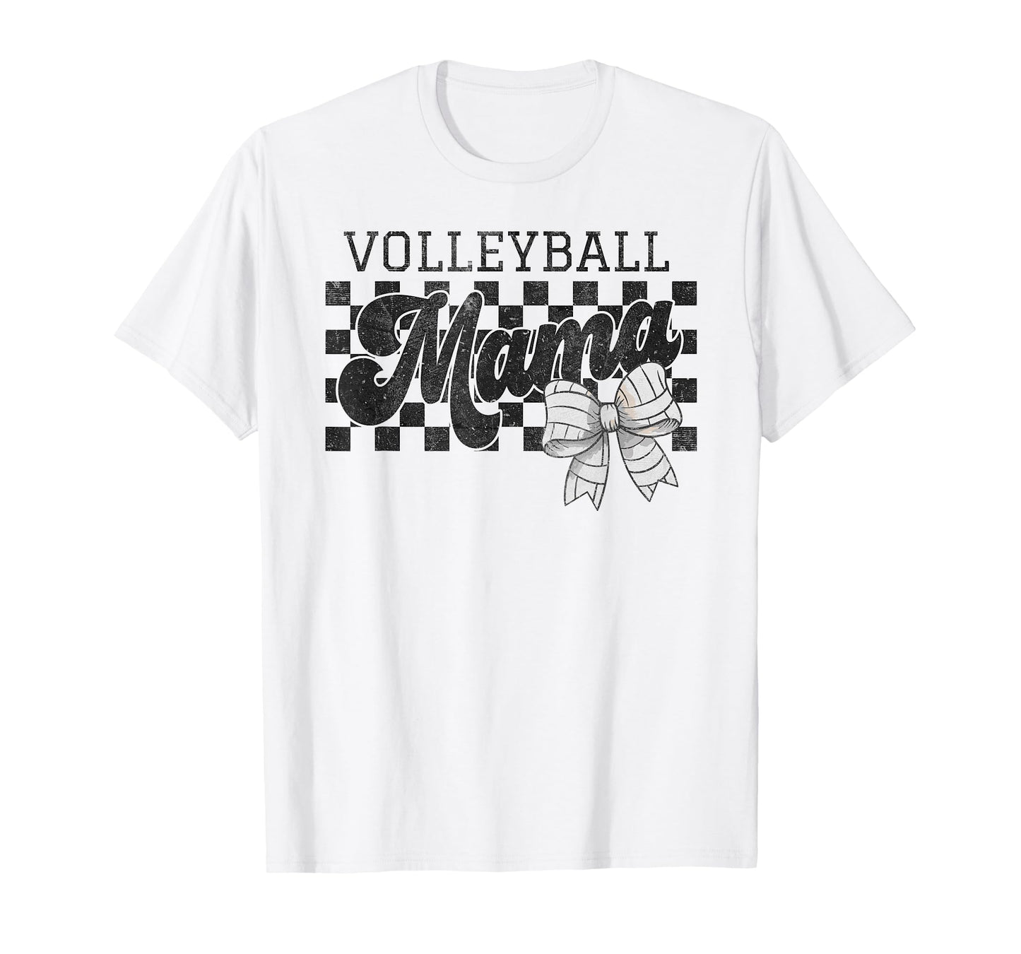 Volleyball Mama Mom Game Day Retro Volleyball Coquette Bow T-Shirt