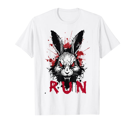 Run Rabbit, Evil Bunny Artwork, Modern Vintage Grunge Anime T-Shirt