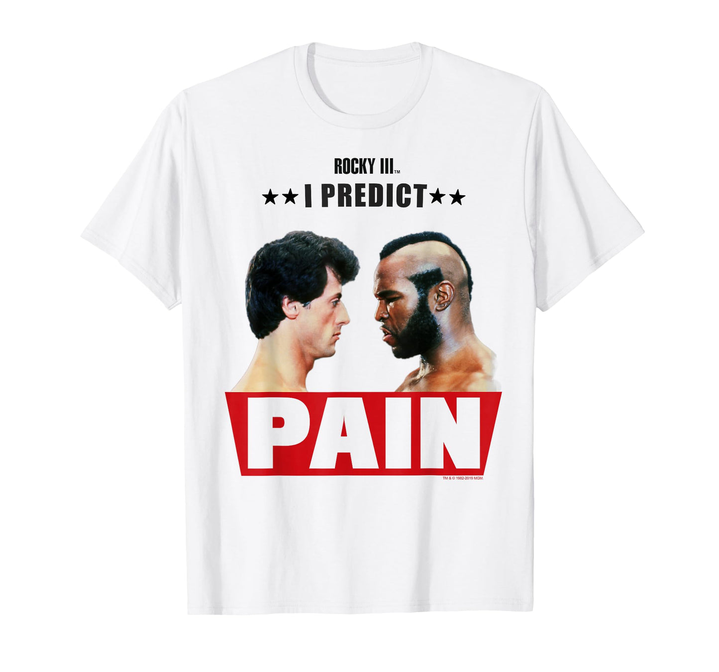 Rocky 3 I Predict Pain Rocky and Clubber Face Off Portrait T-Shirt
