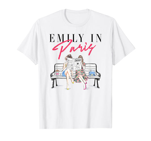 Emily in Paris Best Friends Journal Reading Illustration T-Shirt