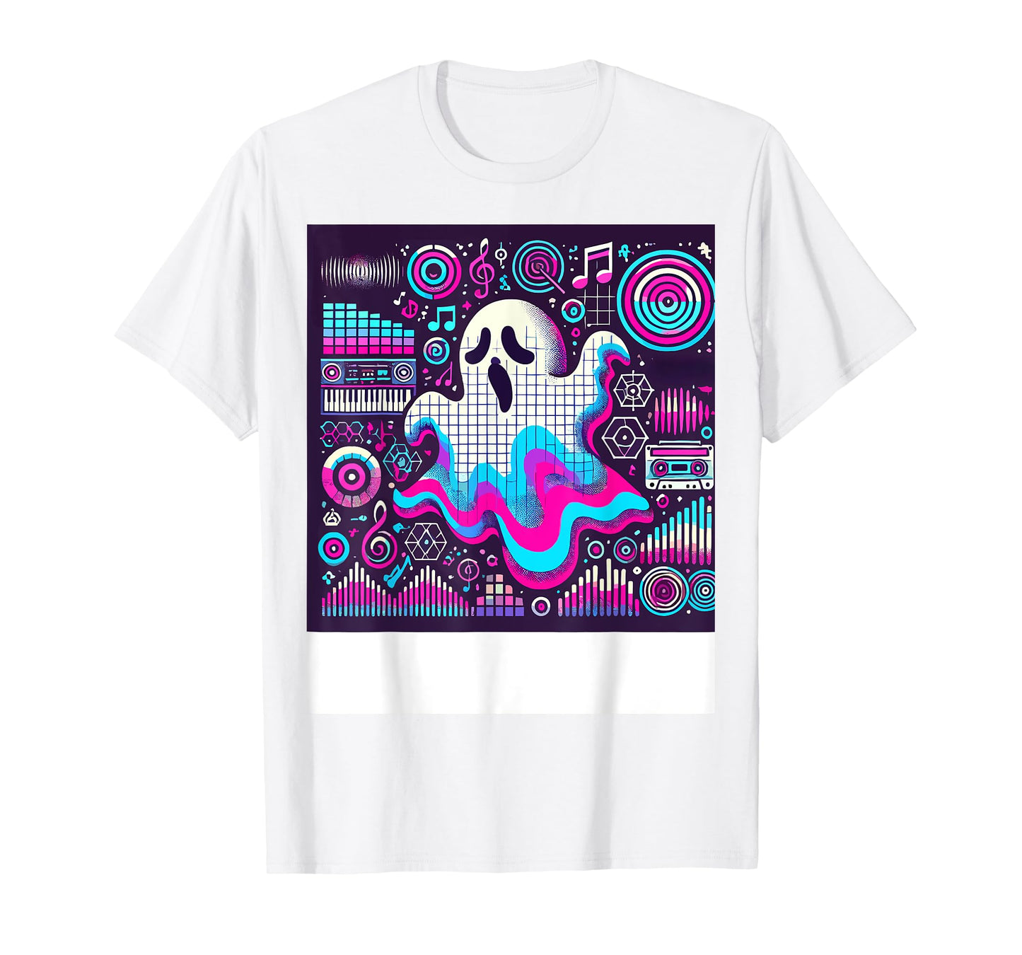 Ghost Trippy Vaporwave Halloween Techno Rave EDM Music Party T-Shirt
