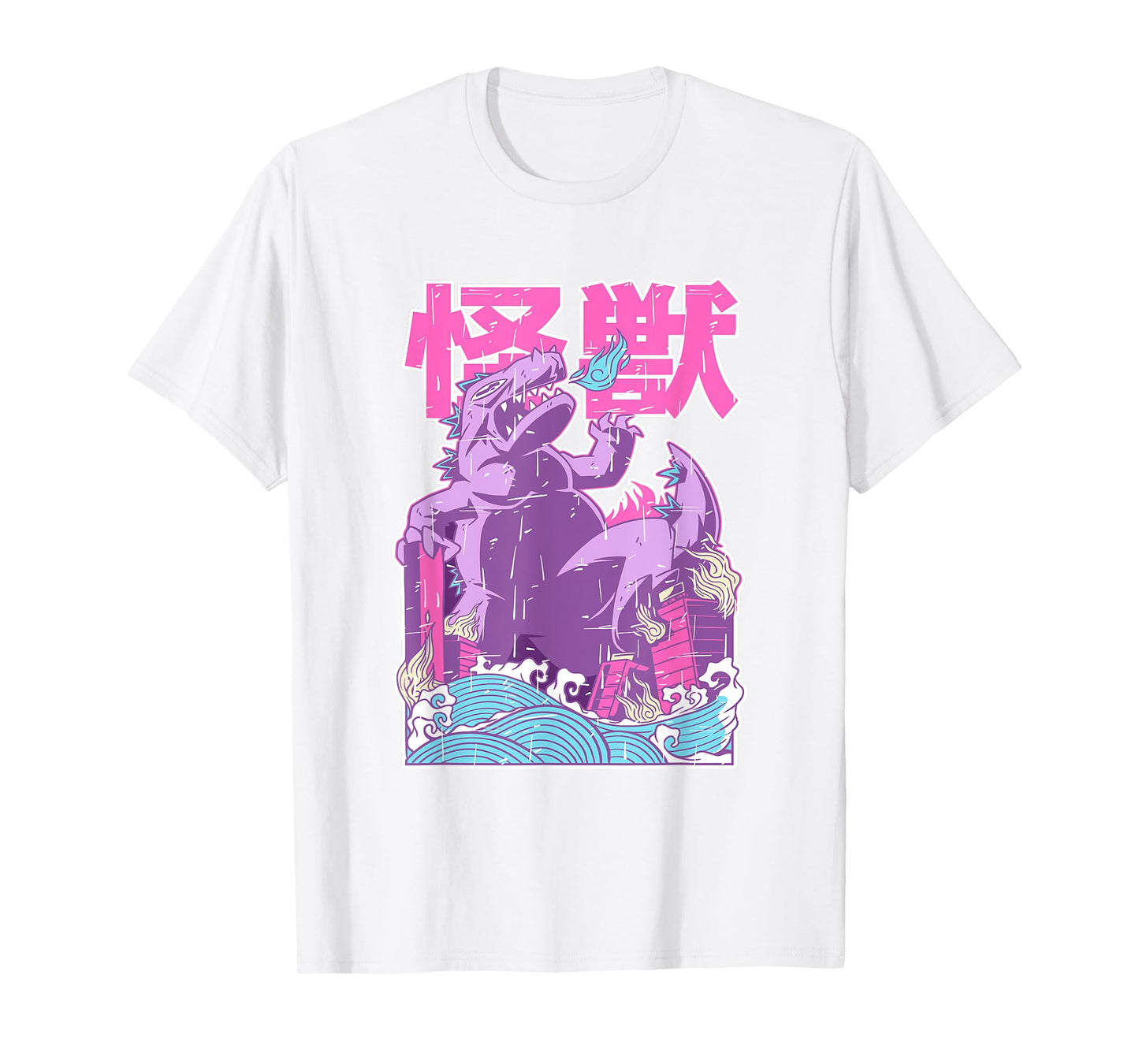 Kaiju Vintage Anime Japanese Monster City Attack Cute Pastel T-Shirt