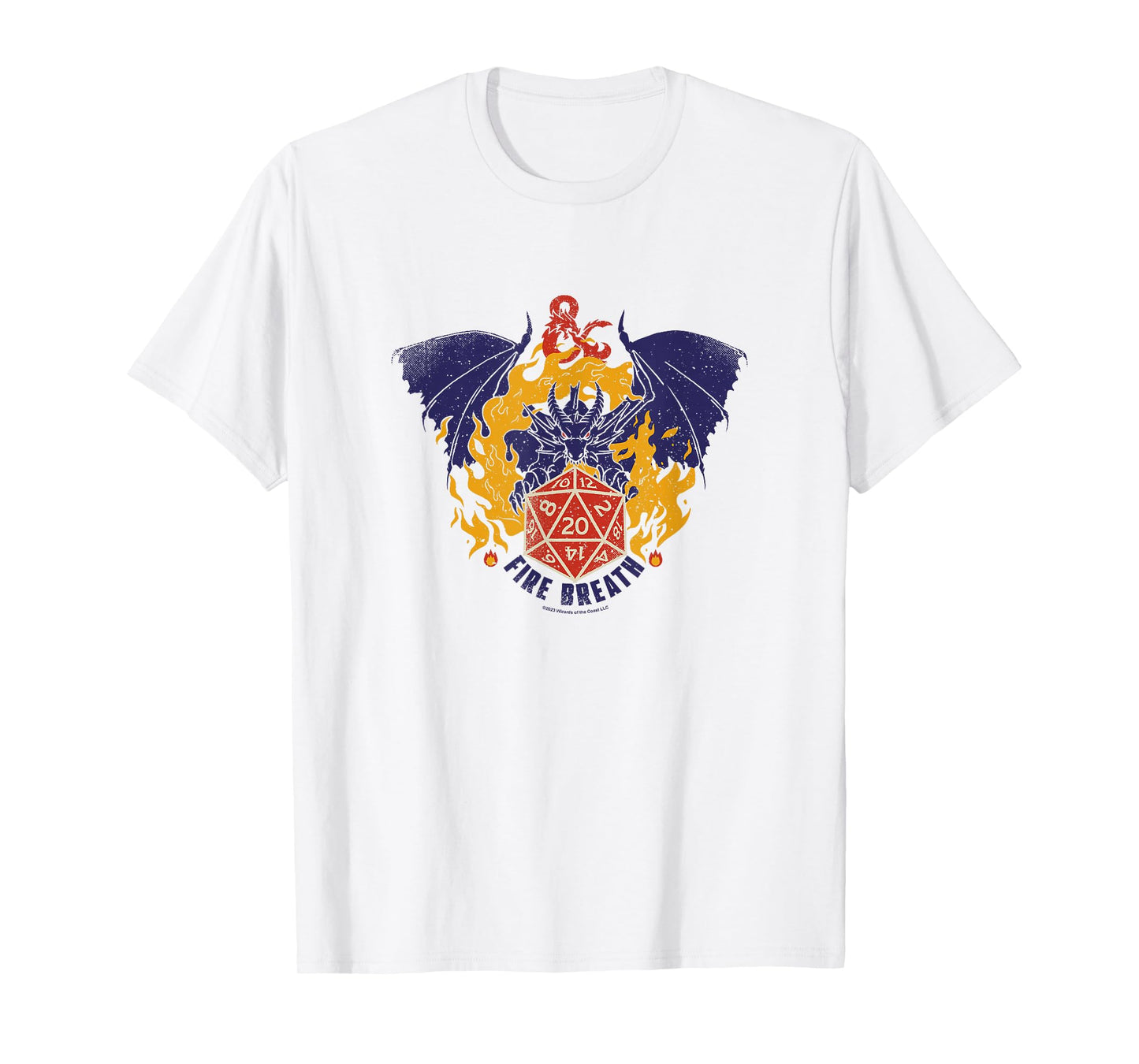 Dungeons & Dragons Fire Breath Dragon Flames Dice Logo T-Shirt