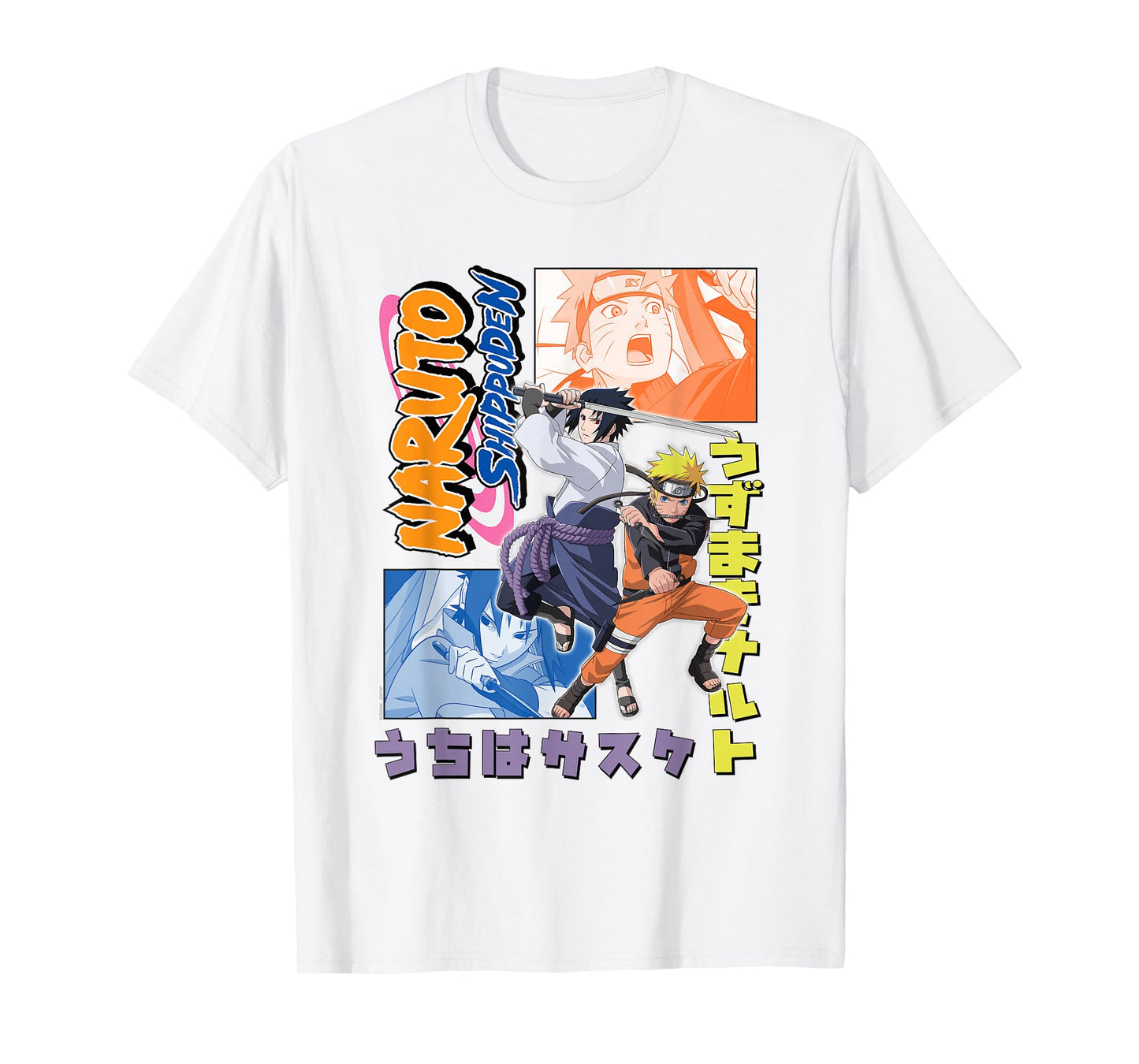 Naruto Shippuden Naruto Sasuke Kanji Collage Anime T-Shirt
