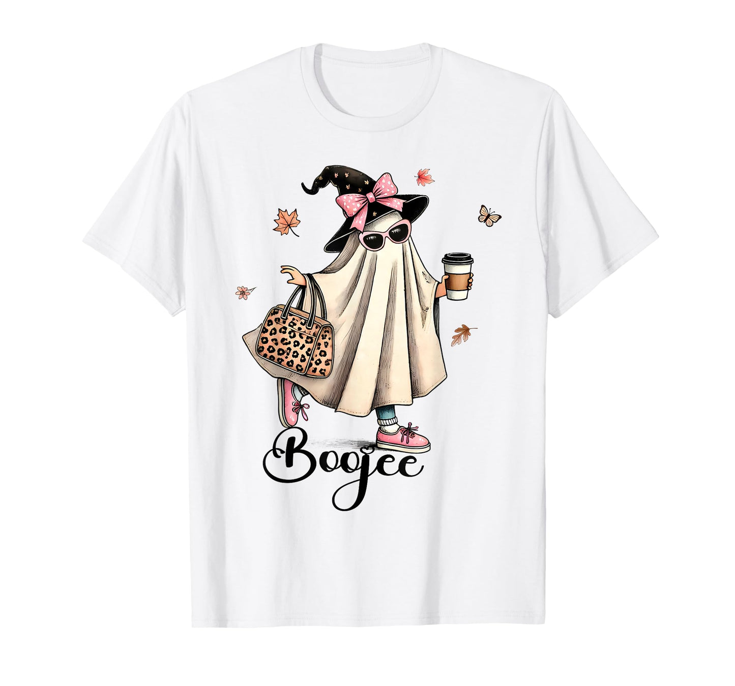 Boo Jee Ghost Ice Coffee Coquette Bow Halloween Women Girl T-Shirt