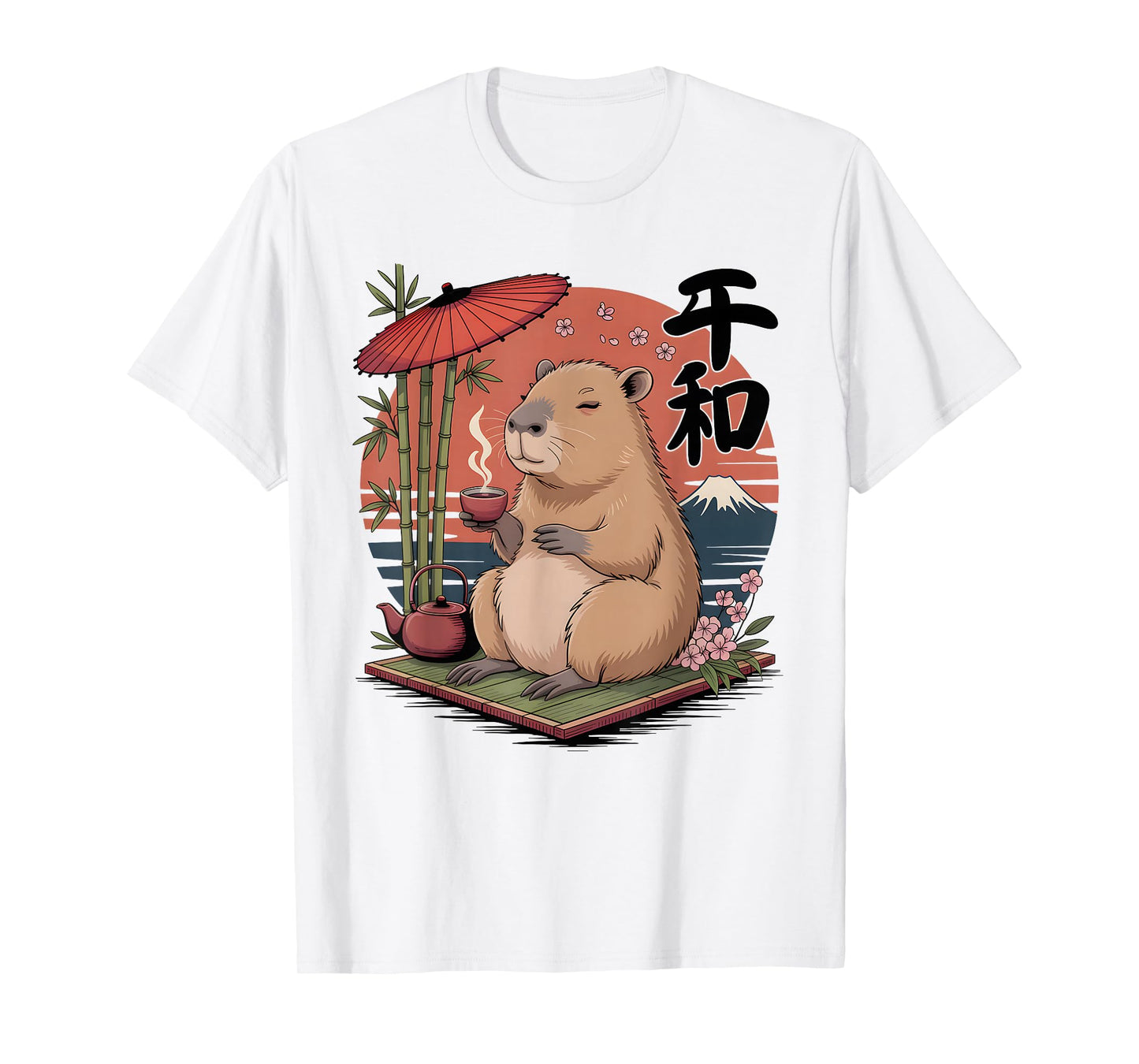 Cute Capybara Tea Vintage Graphic Tee Japanese Kawaii Anime T-Shirt