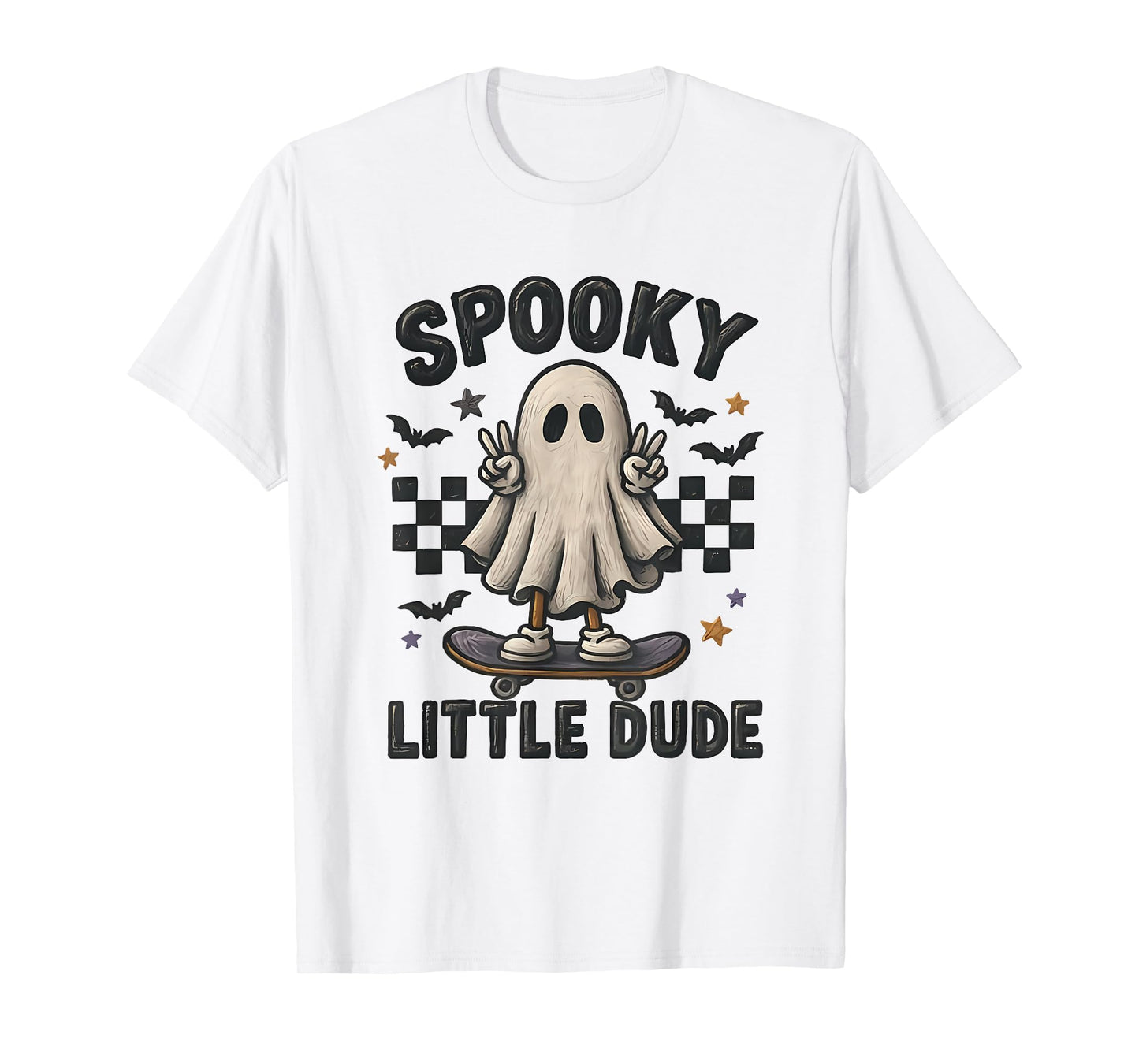 Cute Halloween Ghost Skater Spooky Little Dude T-Shirt