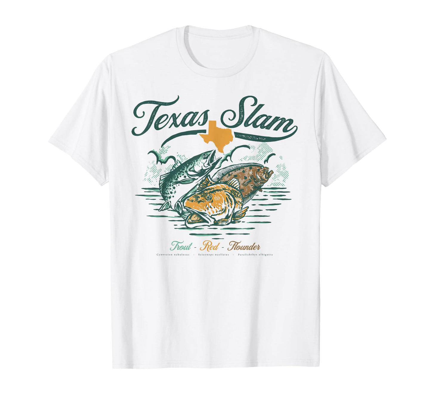 Gulf Coast Fishing Texas Slam - Trout Red Flounder T-Shirt