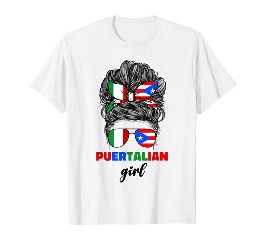 Half Italian and Puerto Rican Rico Italy Flag Girl for Women T-Shirt