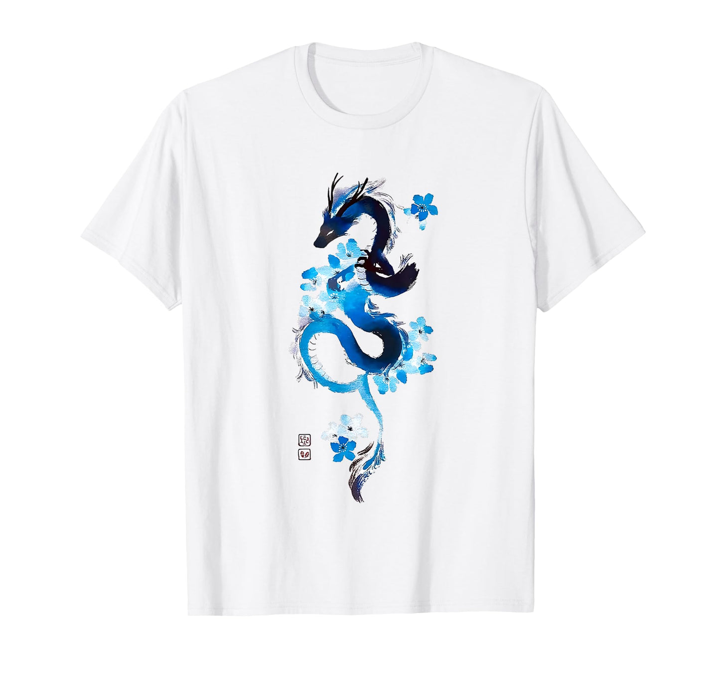 Cherry Blossom Japanese Dragon Asian Retro 80’s Style T-Shirt