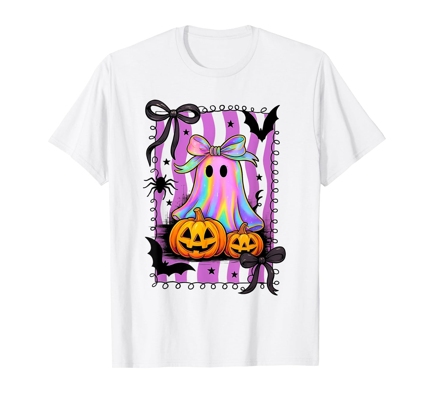 Spooky Spider Coquette Boojee Ghost Pumpkin Fall Halloween T-Shirt