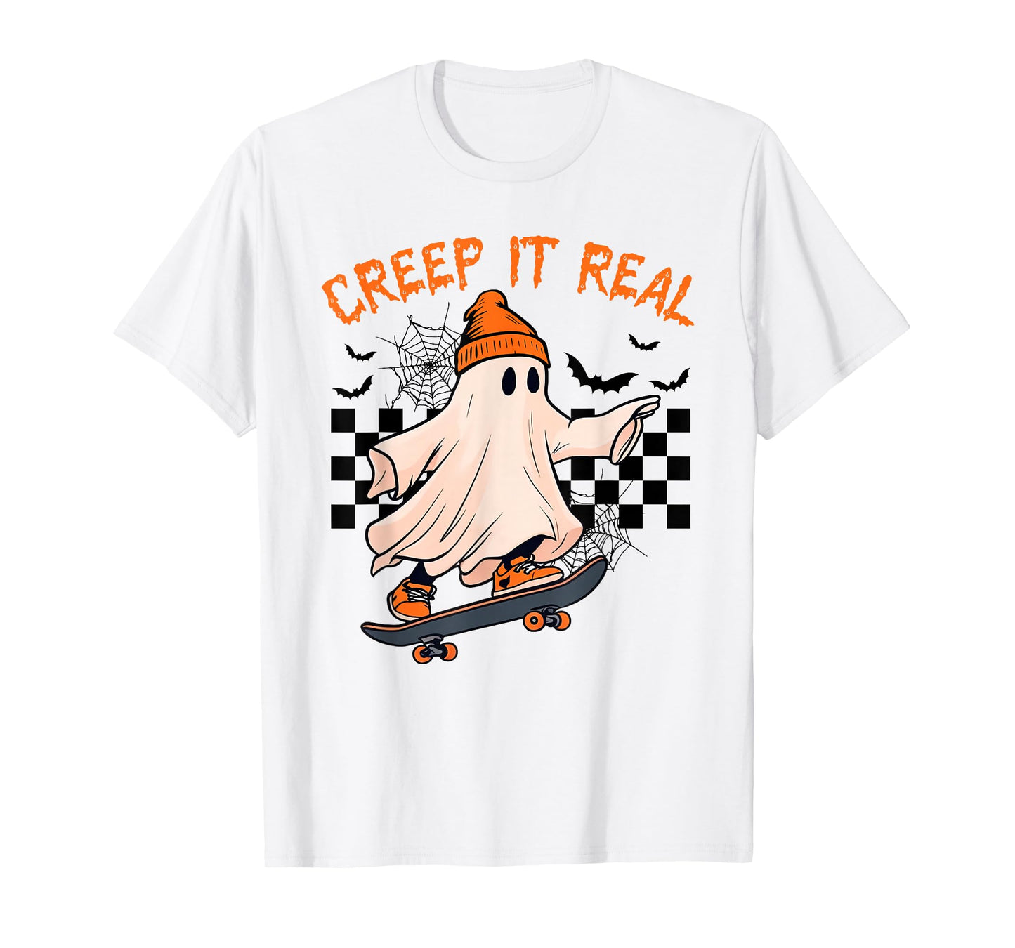 Creep It Real Ghost Skater Halloween Costume Men Boys Kids T-Shirt
