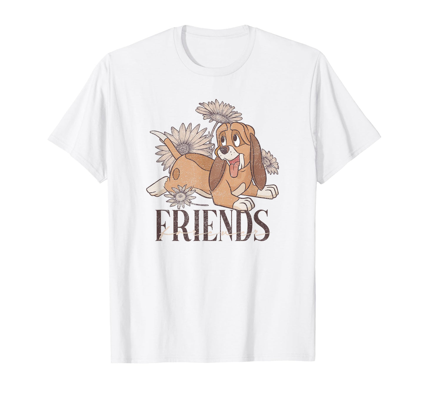 Disney The Fox and The Hound Friends Forever Floral Logo T-Shirt