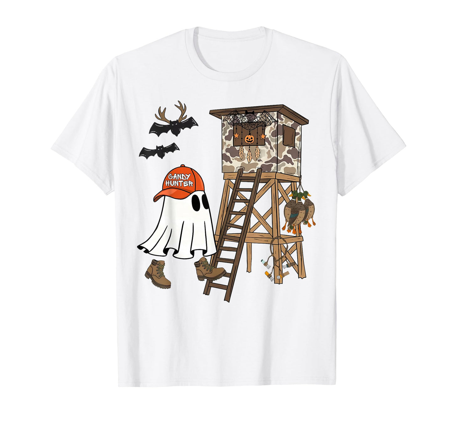 Candy Hunter Camo Ghost Boys Halloween Deer Duck Hunting T-Shirt