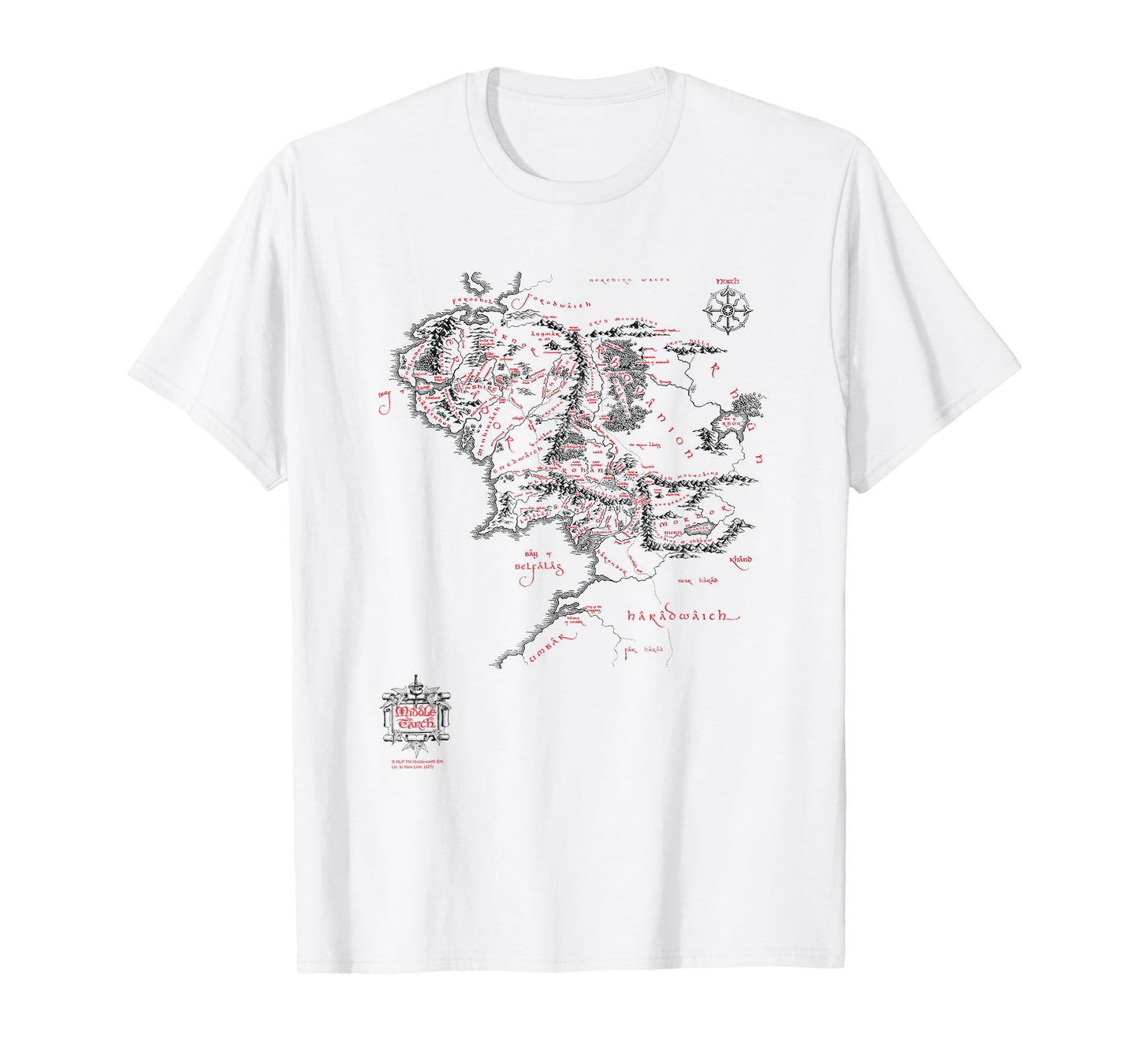 The Lord of The Rings Middle Earth Map Fantasy Movie T-Shirt