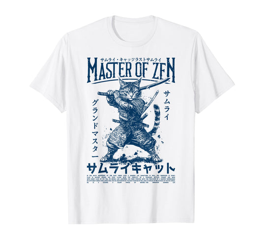 Samurai Cat Warrior Ukiyo Otaku Streetwear Cat Samurai T-Shirt