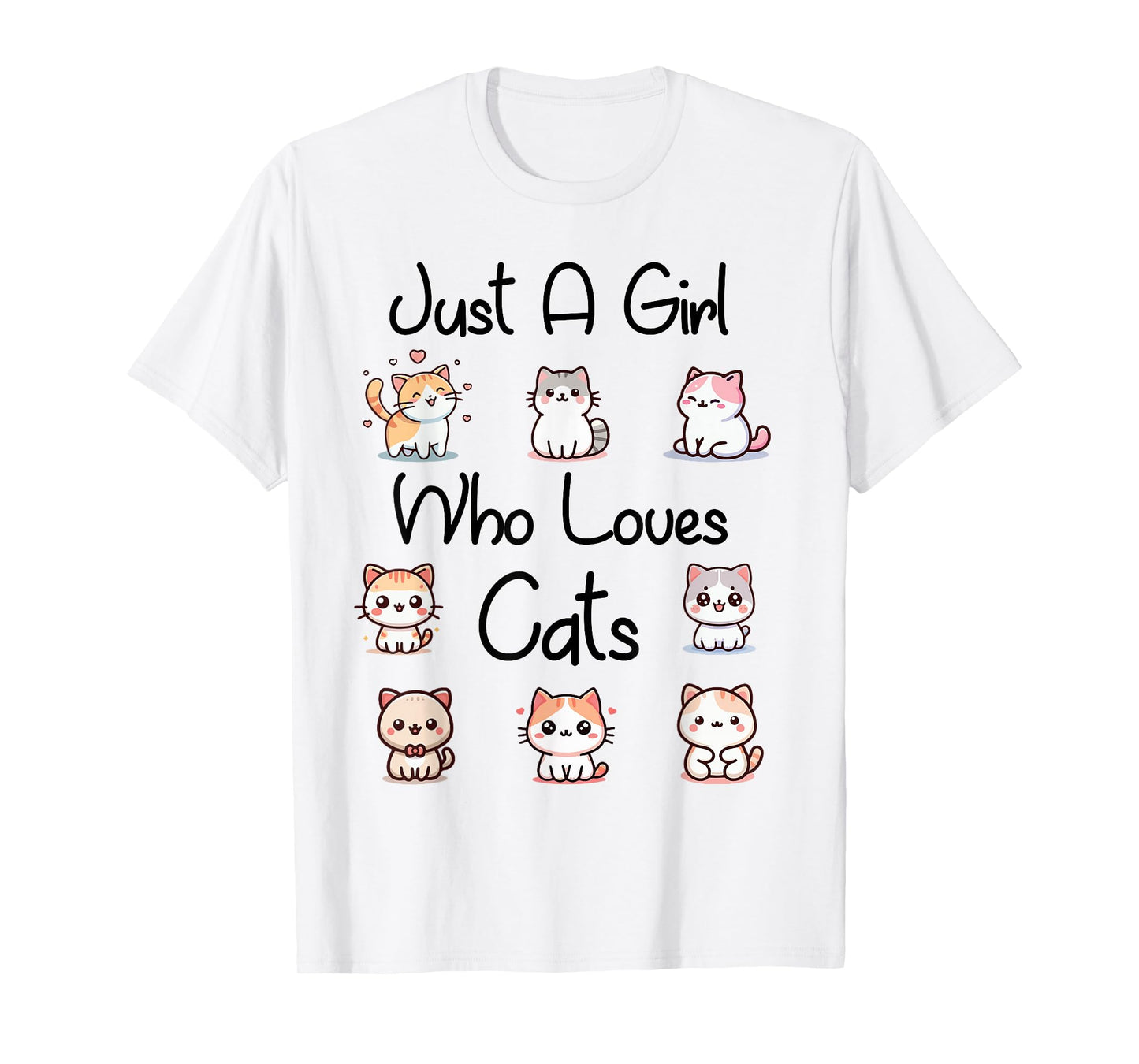 Toddler Just A Girl Who Loves Cats Women Kids Cute Kitty Cat T-Shirt