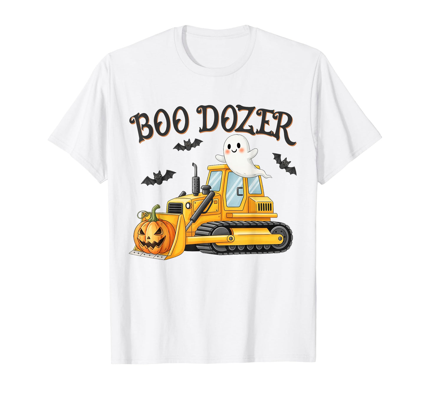 Boo Dozer Construction Halloween Ghost Bulldozer Pumpkin Boy T-Shirt