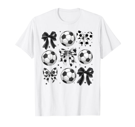 Coquette Soccer Bows Game Day Soccer Mama Mom Cheer Girls T-Shirt