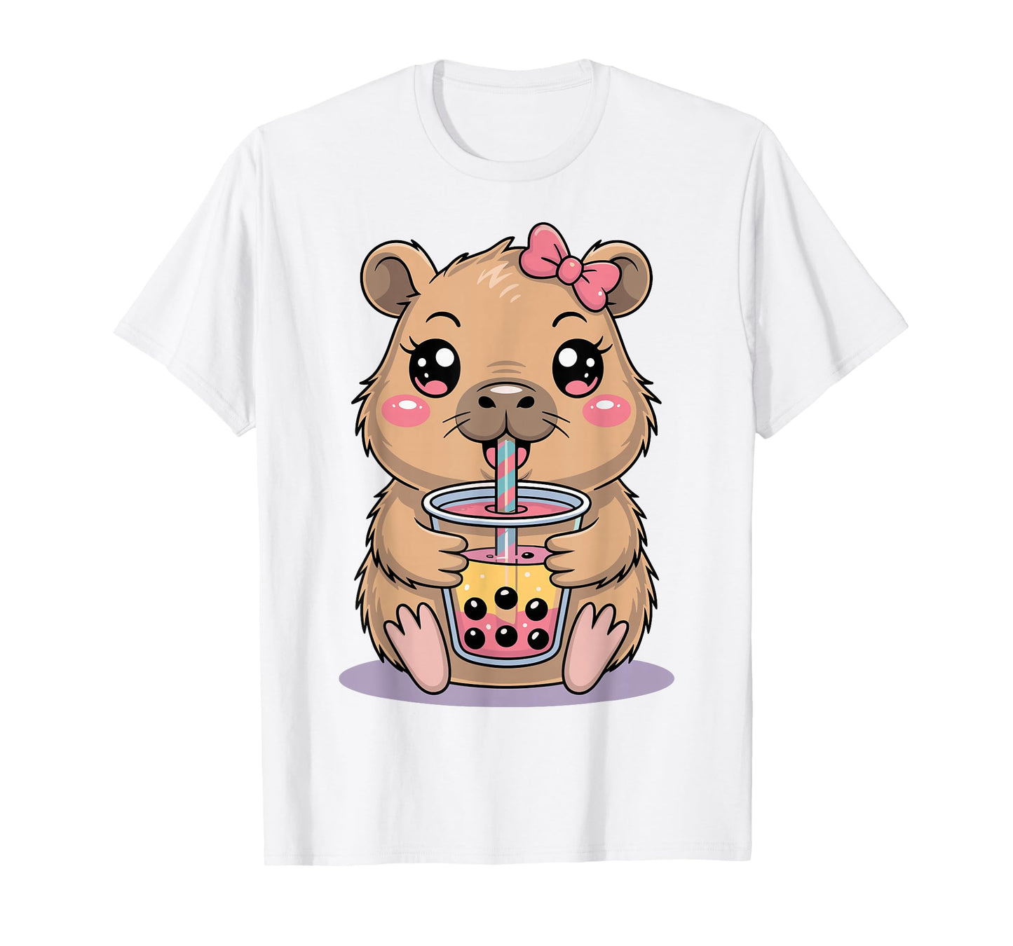 Cute Capybara Ramen Kawaii Anime Noodles Kids Girls T-Shirt