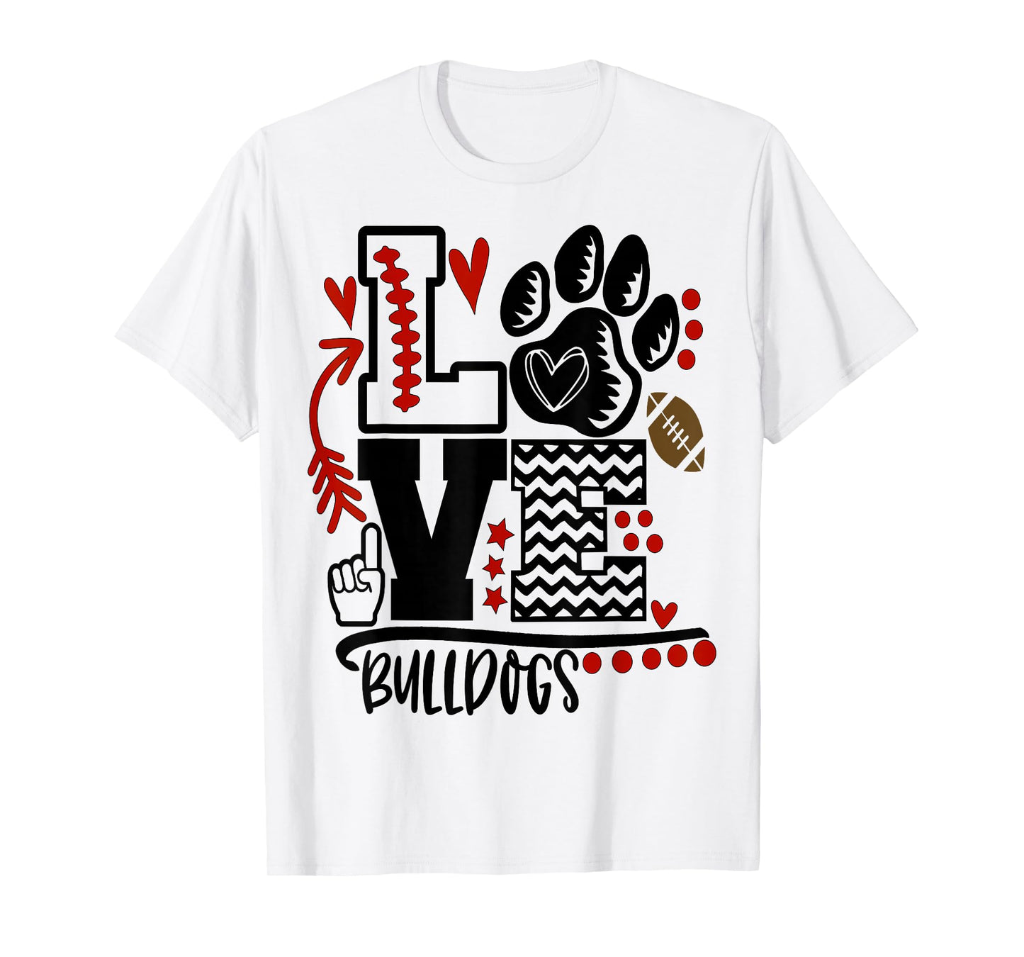 Bulldogs Paw Mom School Spirit T-Shirt