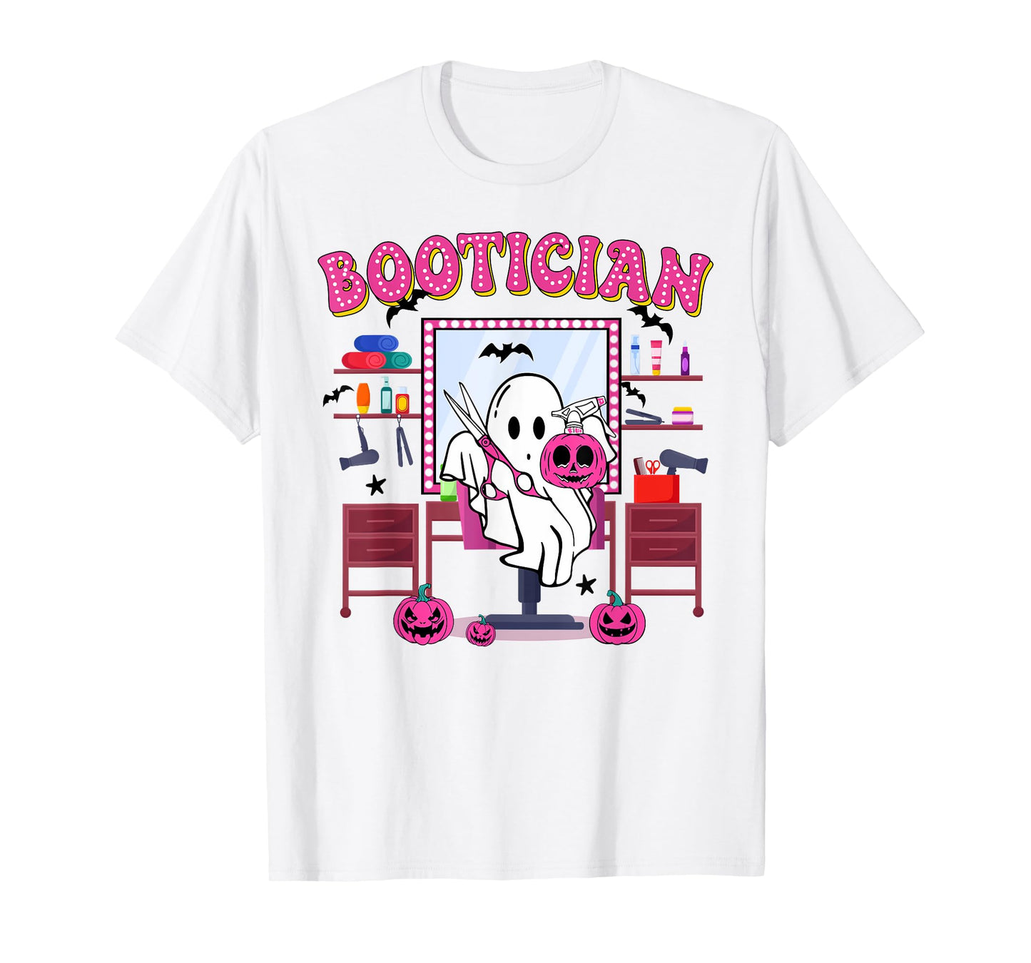Bootician Halloween, Spooky Hair Stylist, Ghost Hair Dresser T-Shirt