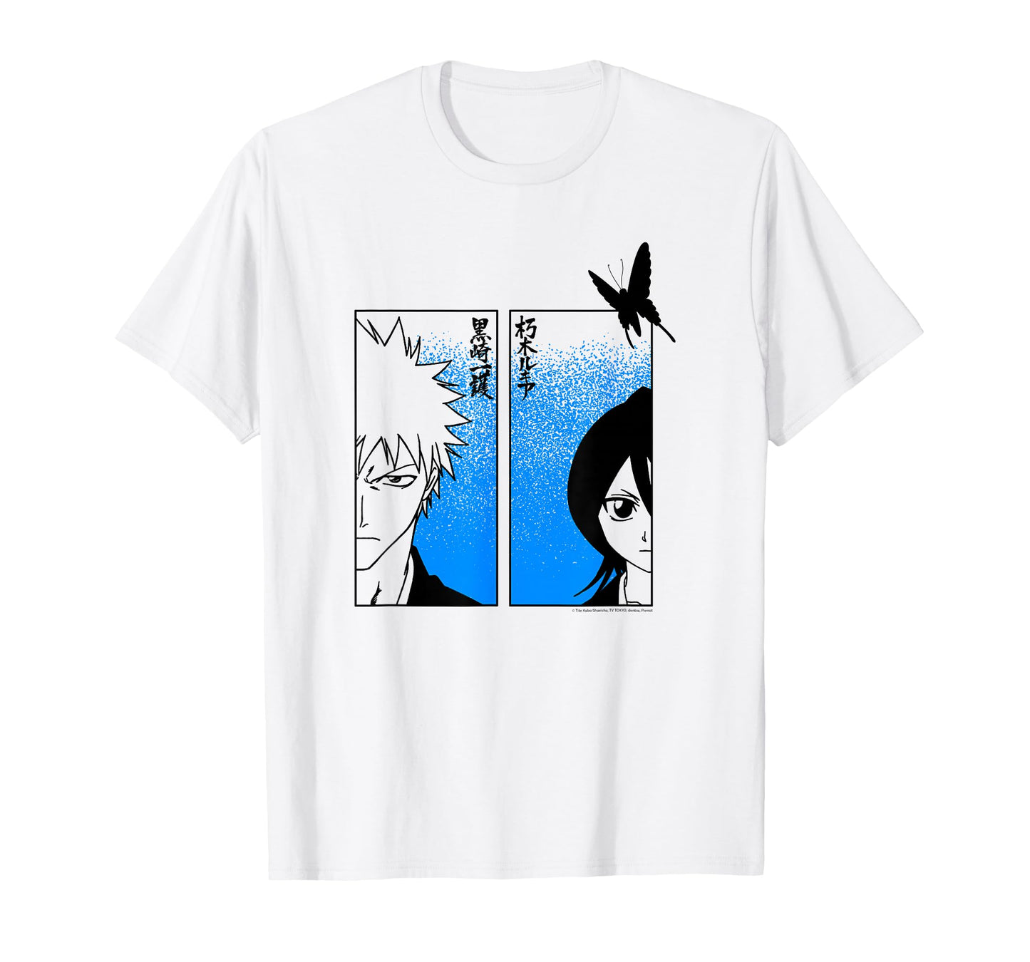 Bleach Ichigo & Rukia Half Faces with Jigokucho Anime T-Shirt