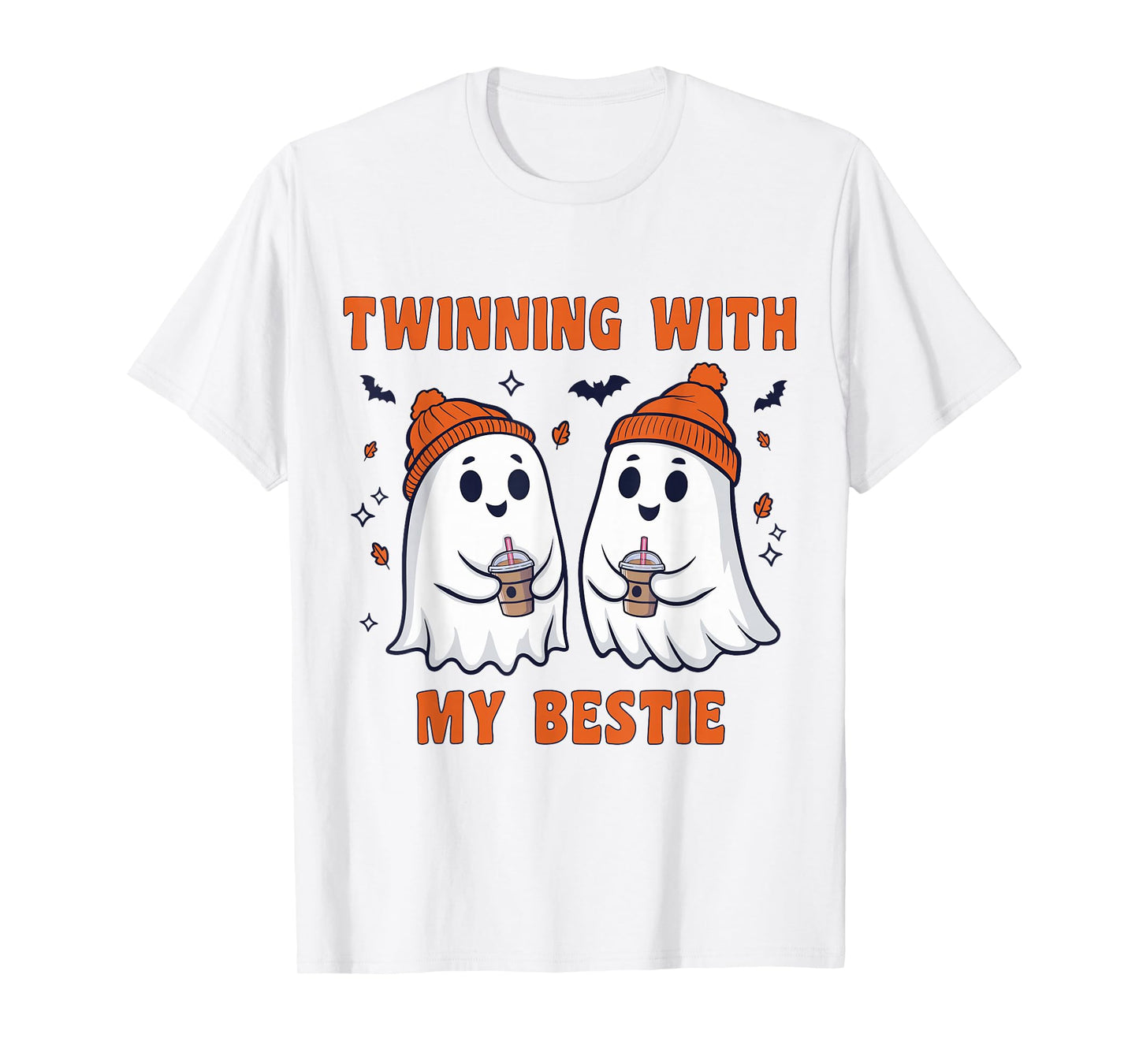 Twinning With My Bestie Ghost Coffe Lover Friends Halloween T-Shirt