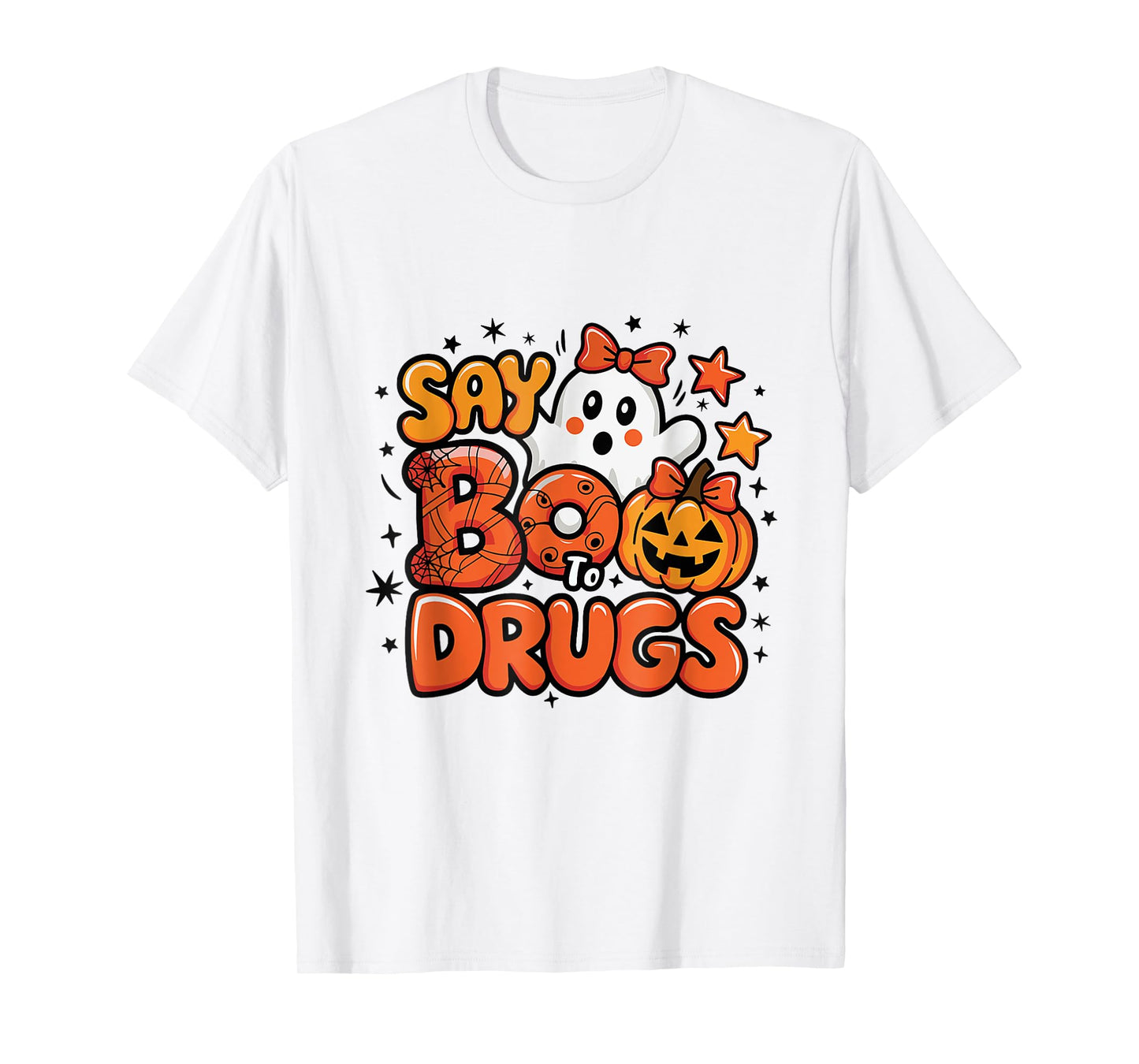 Say Boo Drug-Free Red Ribbon Ghost Halloween T-Shirt T-Shirt