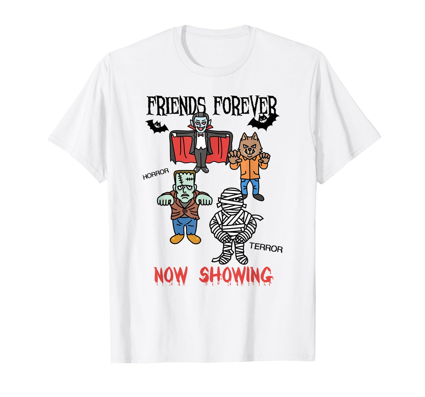 Dracula Frankenstein Mummy Werewolf Horror Movie Monsters T-Shirt