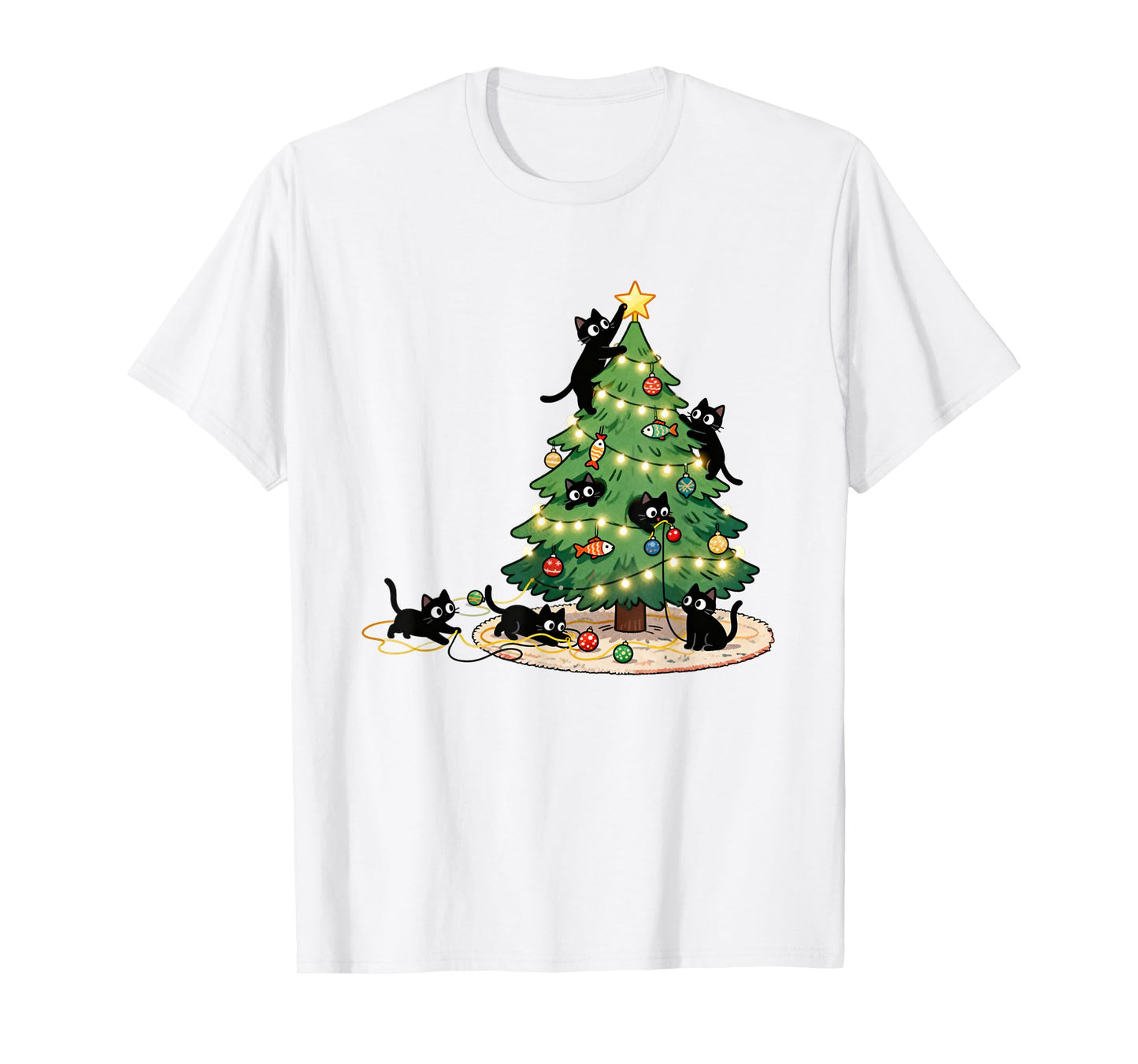 Meowy Catmas Christmas Tree Black Cats Xmas Pet Cat Lovers T-Shirt
