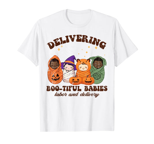 Delivering Bootiful Babies Halloween Labor Delivery Nurse T-Shirt