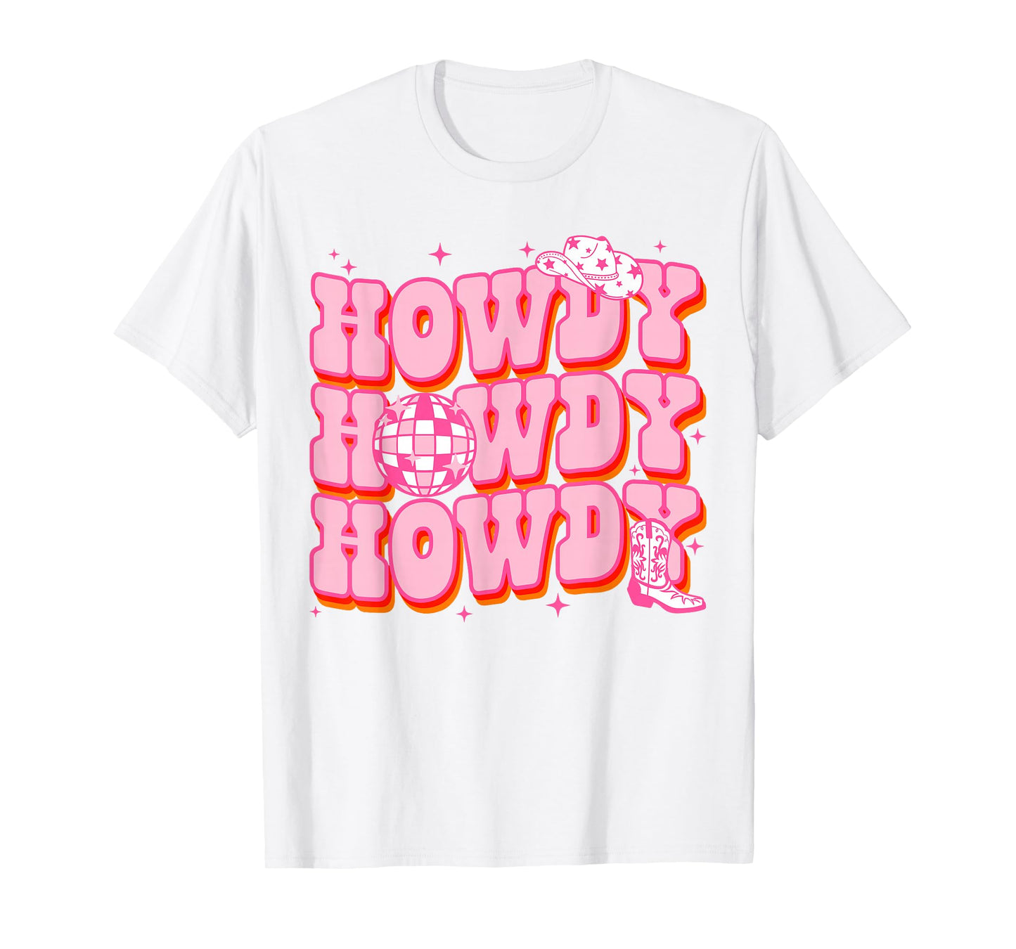 Howdy Southern Western Girl Country Rodeo Pink Cowgirl Disco T-Shirt