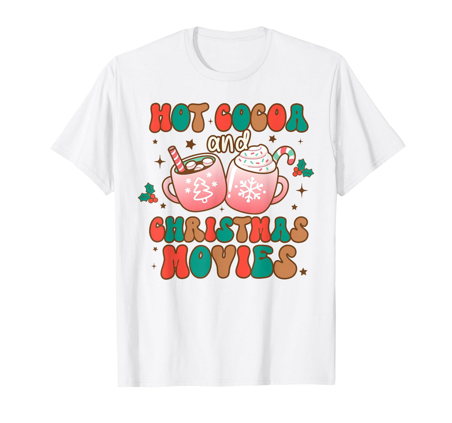 Hot Cocoa and Christmas Movies Xmas Matching Pj Pajama T-Shirt