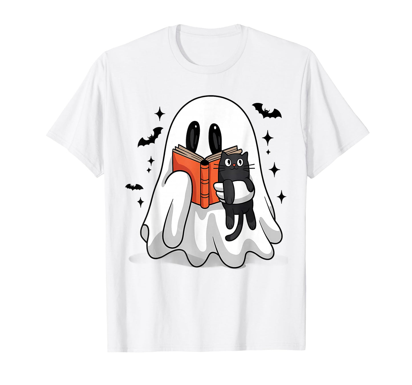 Cute Halloween Ghost Reading Book T-Shirt