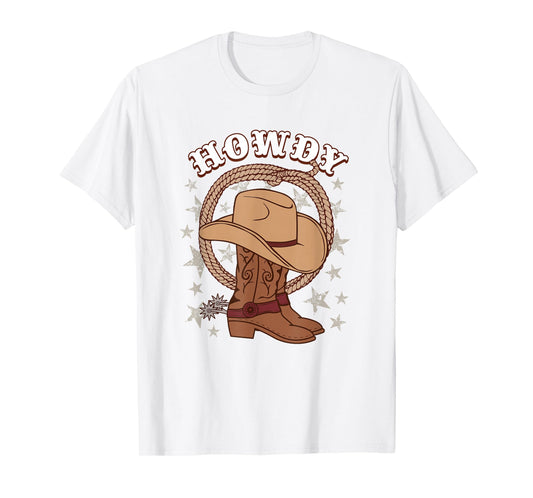American Western Howdy Gear for Cowboys & Cowgirls Howdy Funny Cowboy Boots Hat Texas Rodeo Country Western T-Shirt