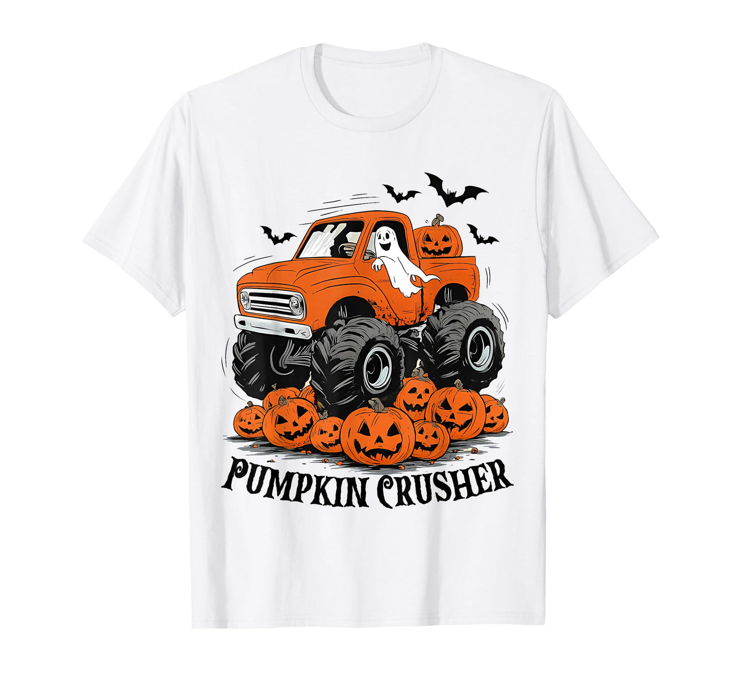 Kids Halloween Pumpkin Crusher Monster Truck Toddler Boys T-Shirt