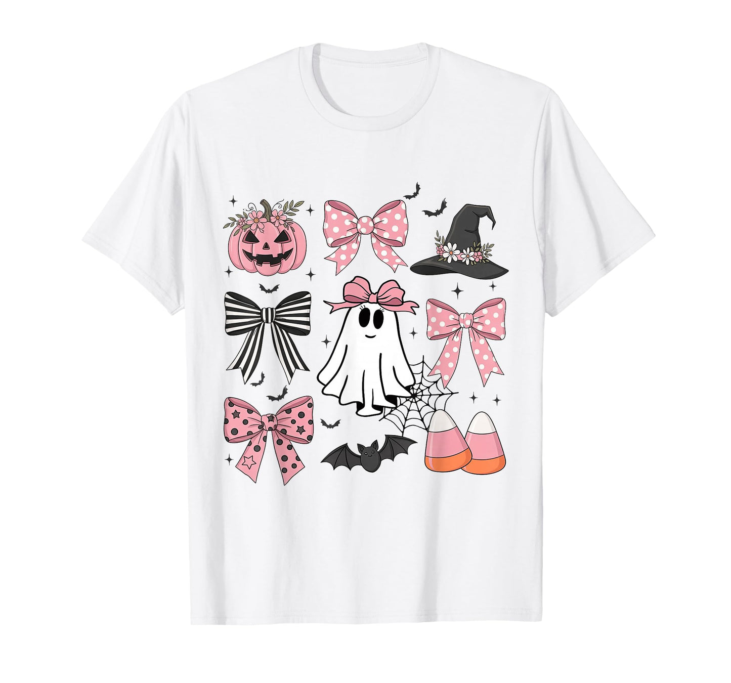 Girly Boo Ghost Halloween Coquette Bow Pumpkin Spooky Season T-Shirt
