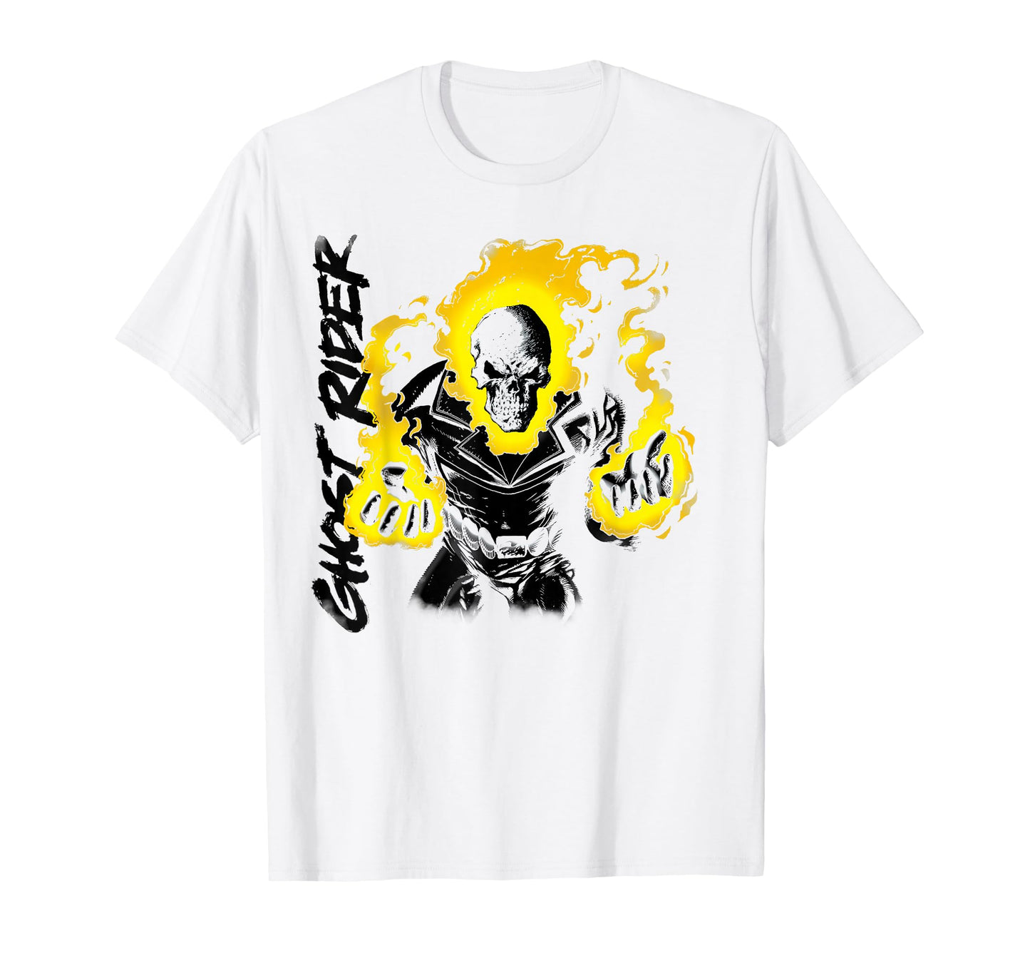 Marvel Ghost Rider Retro Skull Hands Aflame Graphic T-Shirt T-Shirt