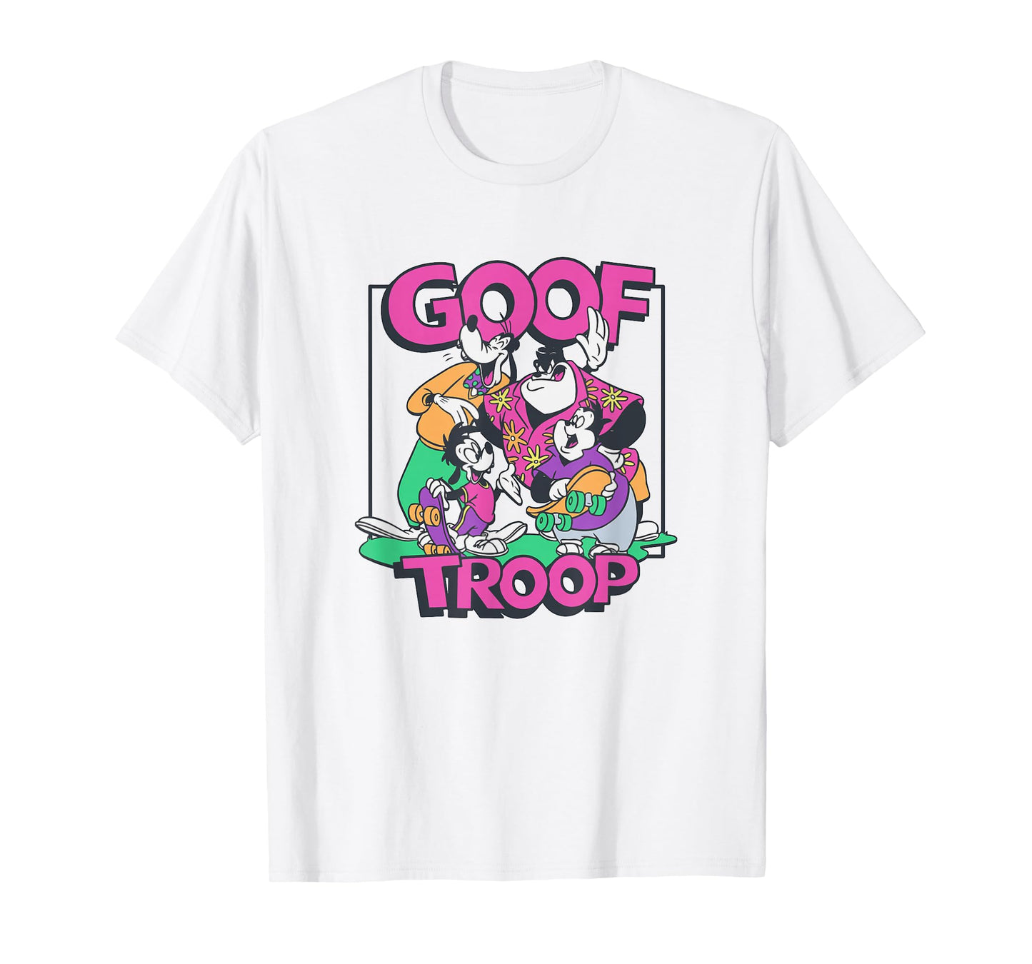 Disney A Goofy Movie Goof Troop Neon Group Shot Portrait T-Shirt