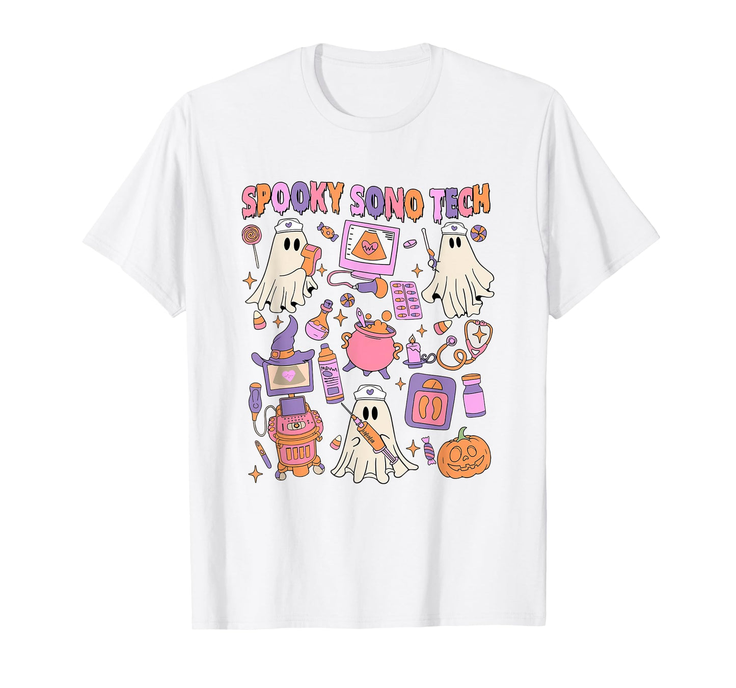 Spooky Sono Tech Halloween Ultrasound Technician Ghosts T-Shirt