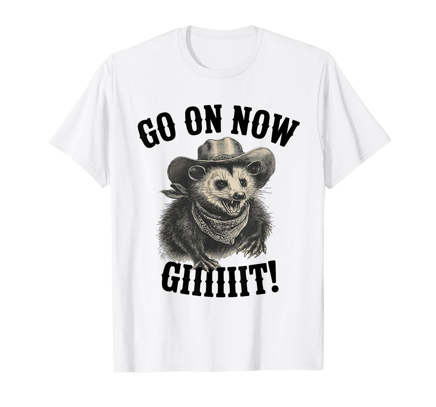 Western Opossum Vintage Country Possum Rodeo Go On Now Git T-Shirt