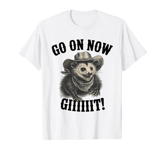 Western Opossum Vintage Country Possum Rodeo Go On Now Git T-Shirt