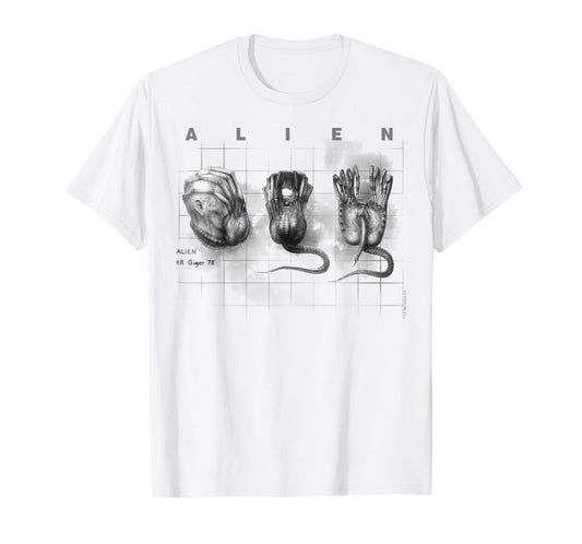 Aliens Iconic Facehugger Reproduction Faces Retro Chest Logo T-Shirt