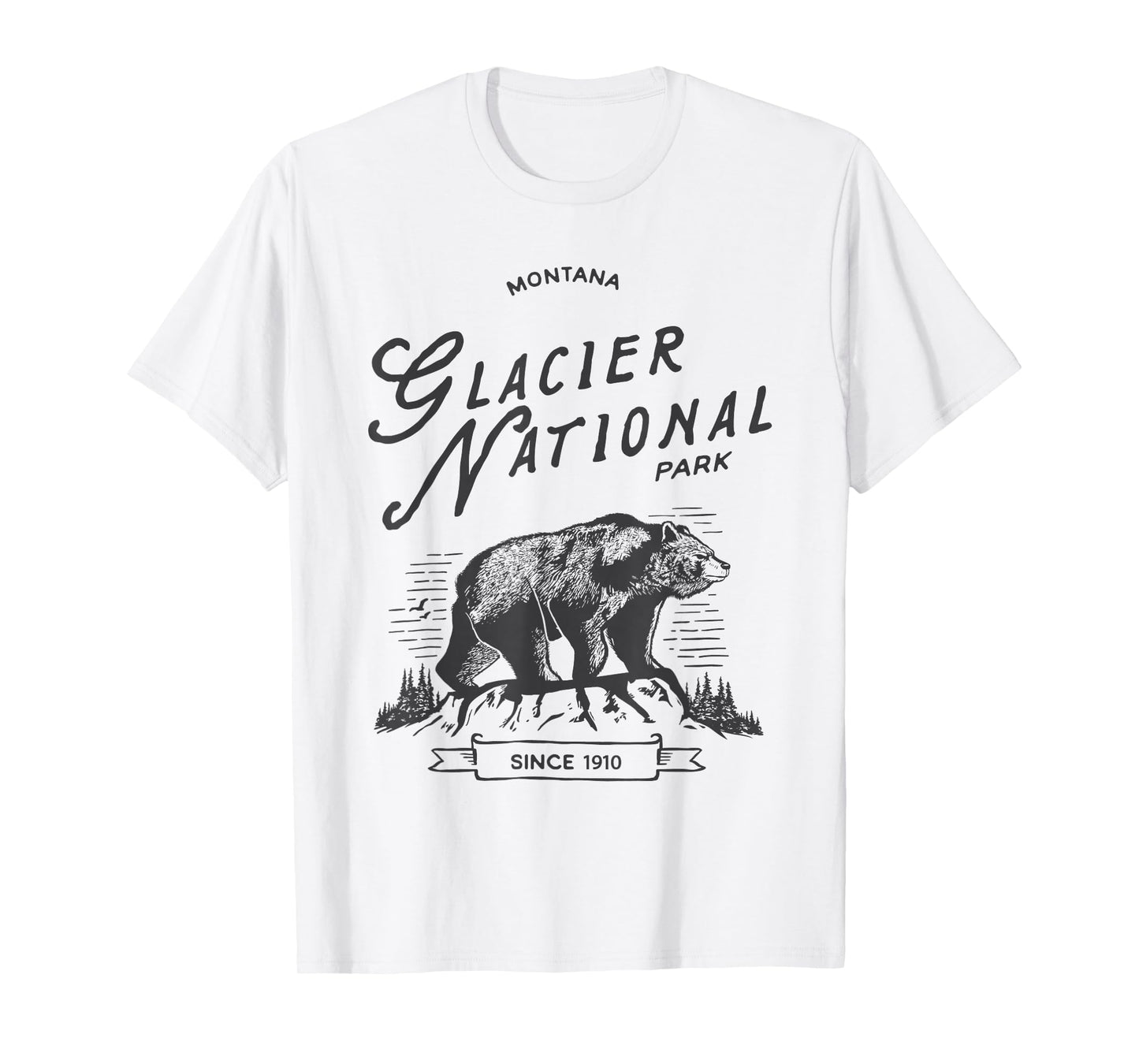 Vintage Glacier National Park T Shirt Retro Bear Montana Tee T-Shirt