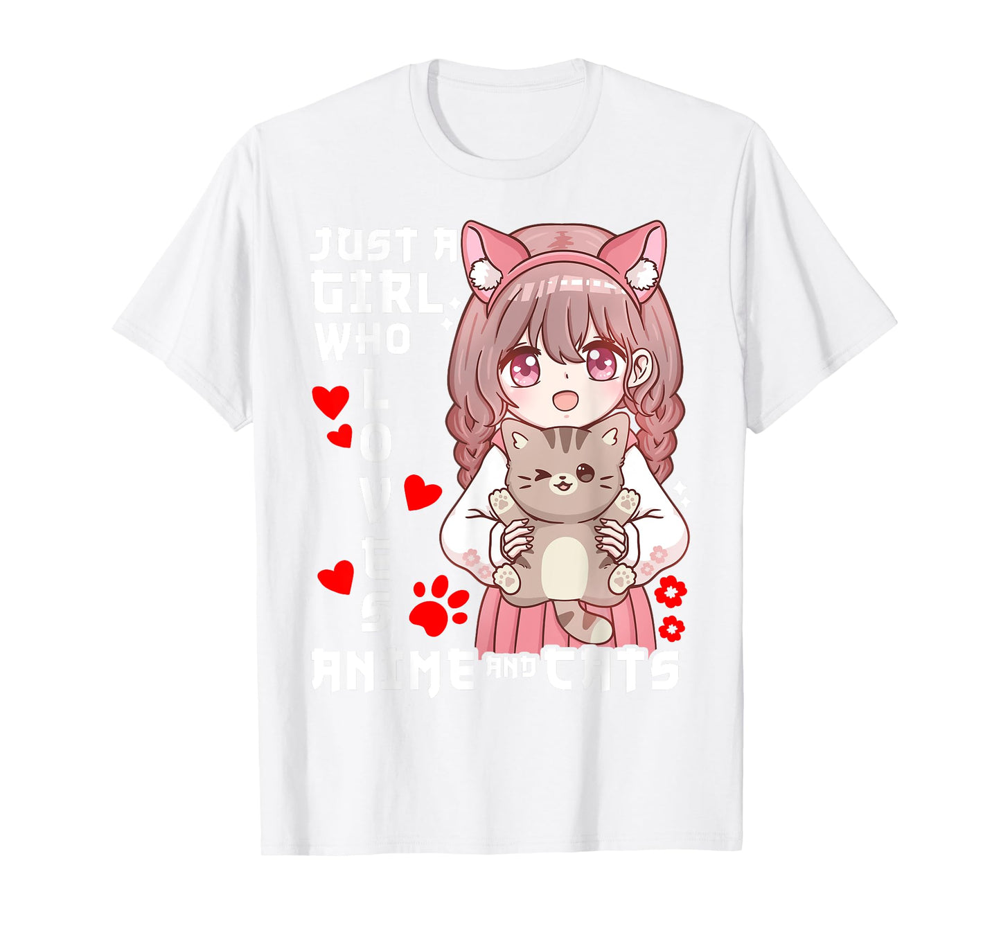 Anime Cat Girl Just a Girl Who Loves Anime and Cats T-Shirt